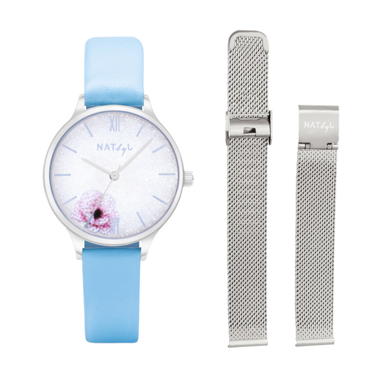 Dazzle 0203 Leather and Mesh Strap Watch Set