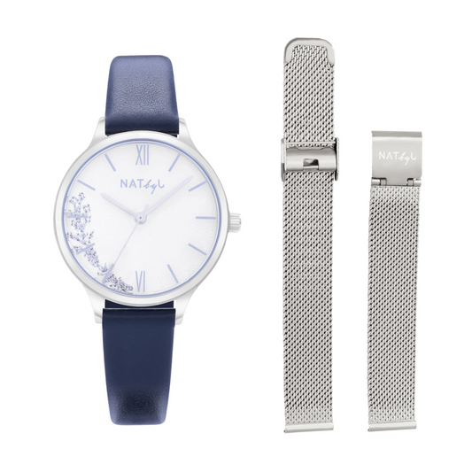 Dream 0308 Leather and Mesh Strap Watch Set