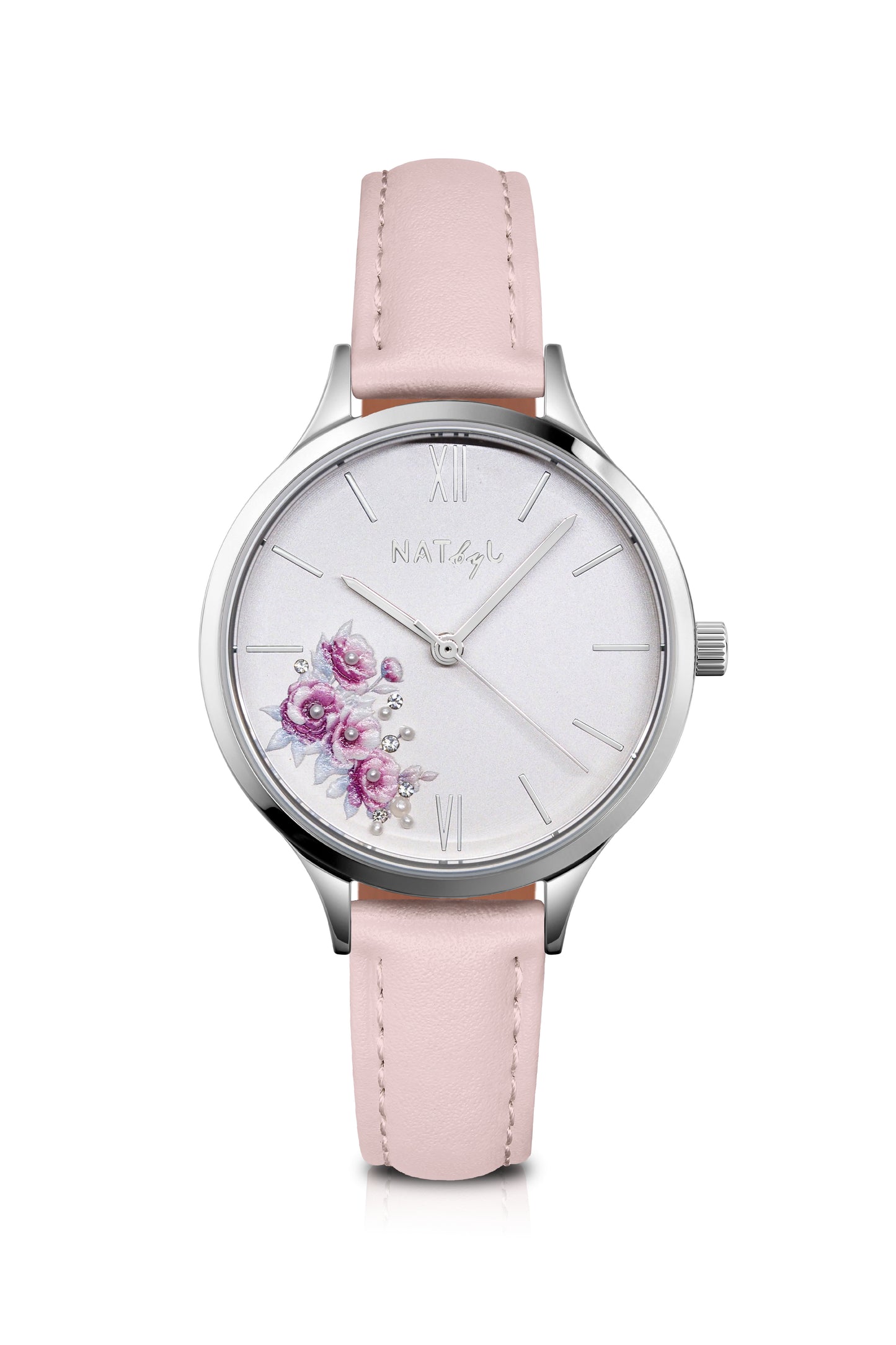 First Love 0608 Pink Leather Watch | Stainless Steel
