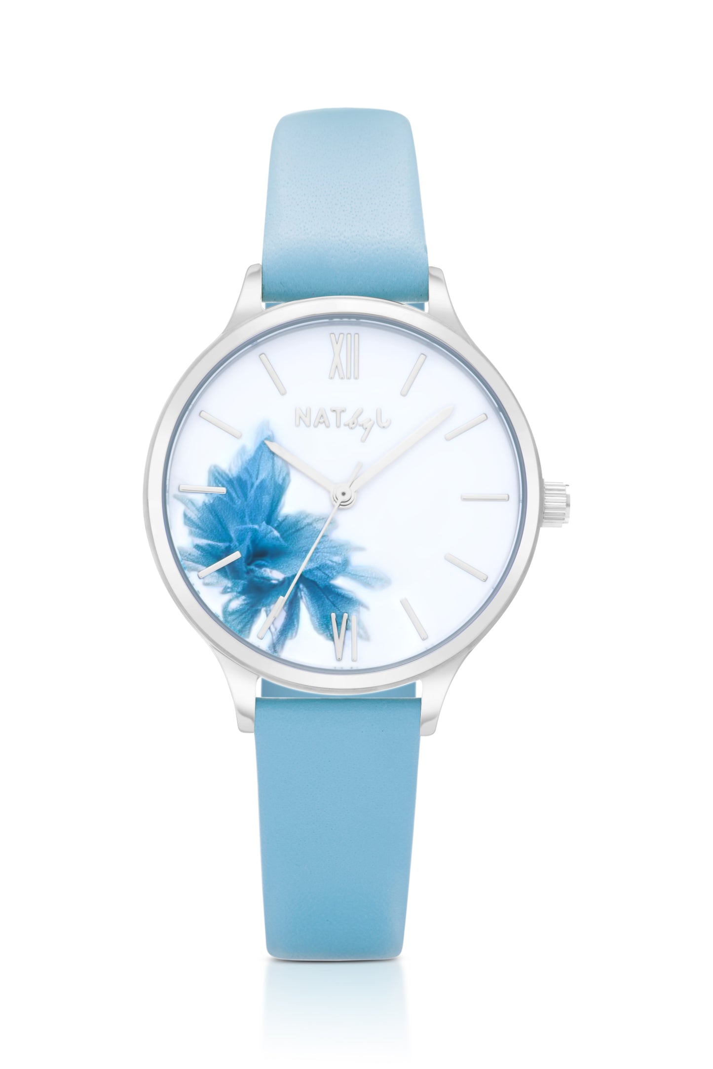 Blossom 1003 Blue Leather Watch | Stainless Steel