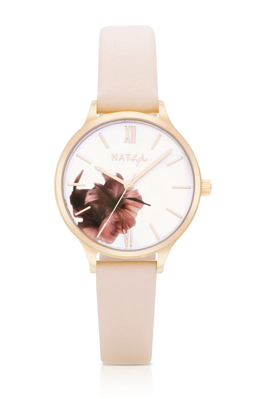 Blossom 1007 Pink Leather Watch | Rose Gold Stainless Steel