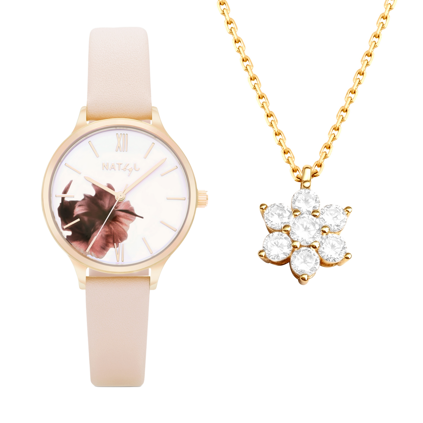 Blossom Watch and Necklace Gift Set NAT1007N1008Y
