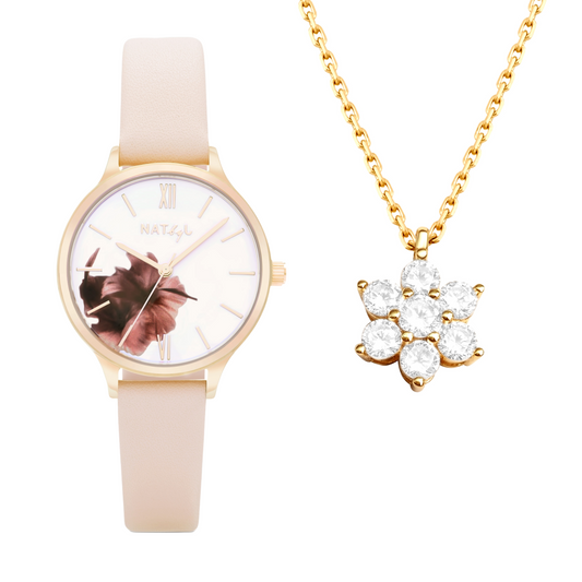 Blossom Watch and Necklace Gift Set NAT1007N1008Y