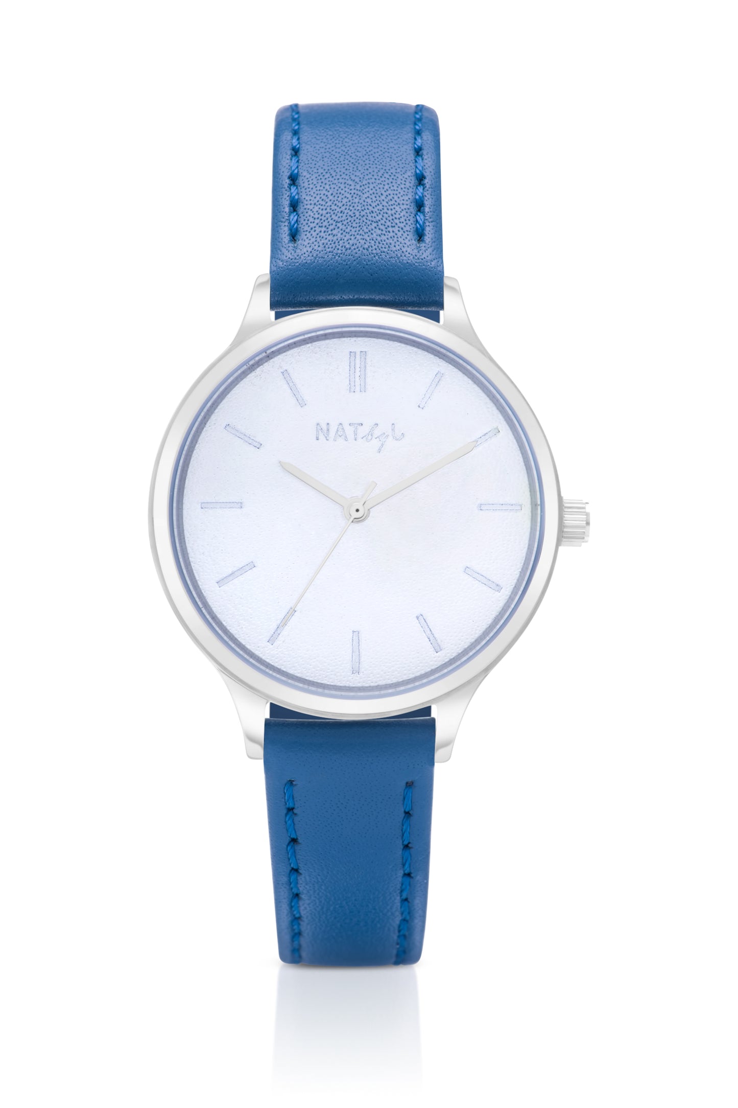 Unpretentious 0102 Blue Leather Watch | Stainless Steel