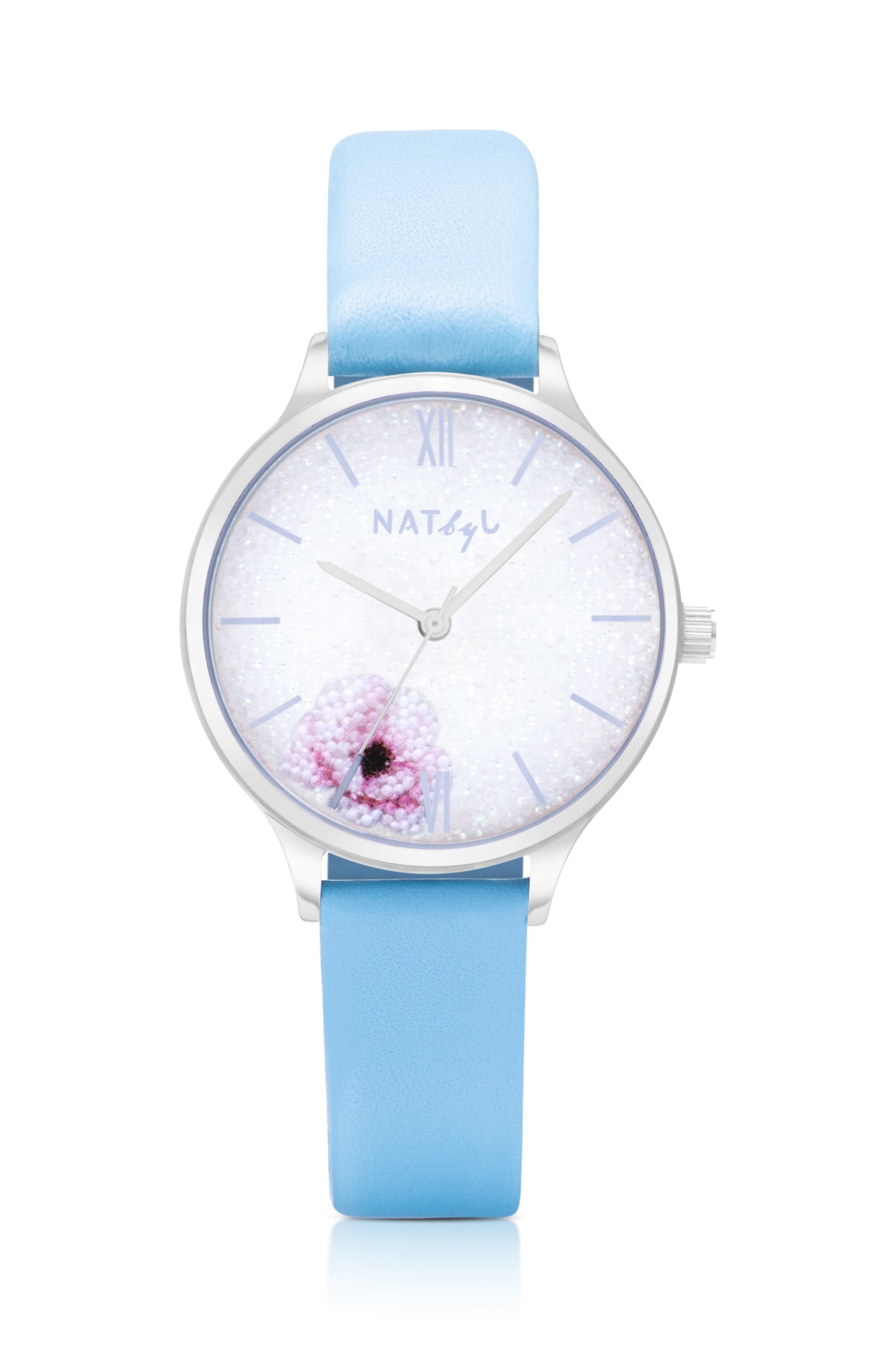 Dazzle 0203 Light Blue Leather Watch | Stainless Steel