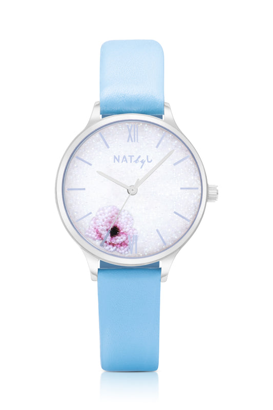 Dazzle 0203 Light Blue Leather Watch | Stainless Steel