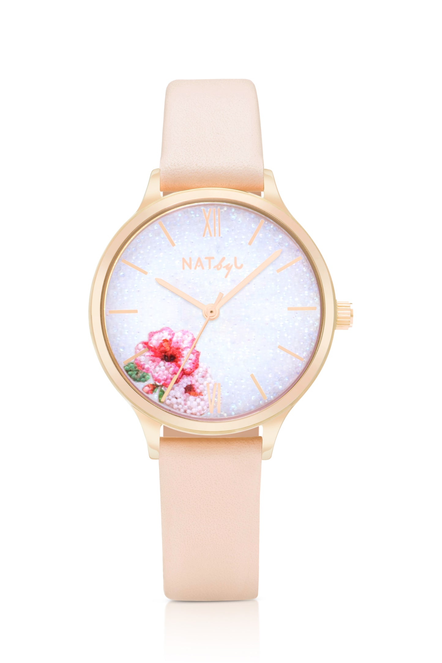 Dazzle 0207 Pink Leather Watch | Rose Gold Stainless Steel