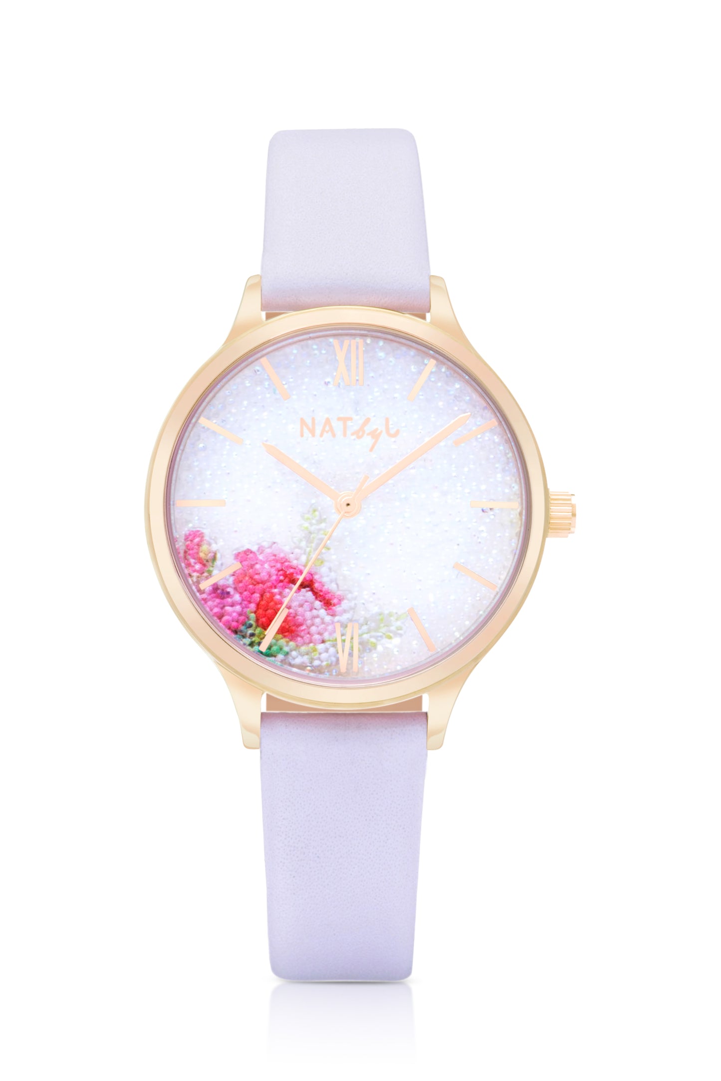 Dazzle 0209 Light Purple Leather Watch | Rose Gold Stainless Steel