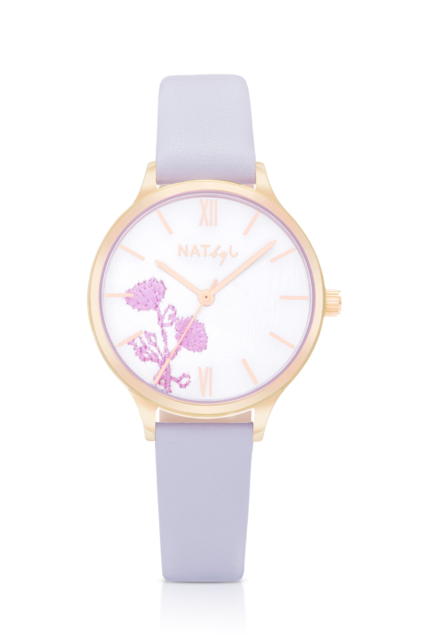 Dream 0309 Purple Leather Watch | Rose Gold Stainless Steel