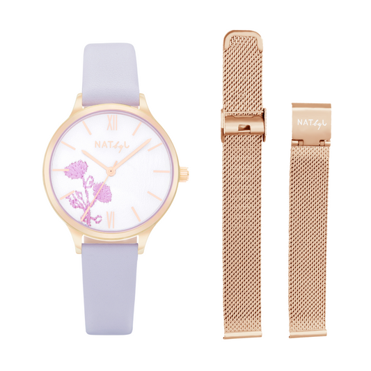 Dream 0309 Leather and Mesh Strap Watch Set