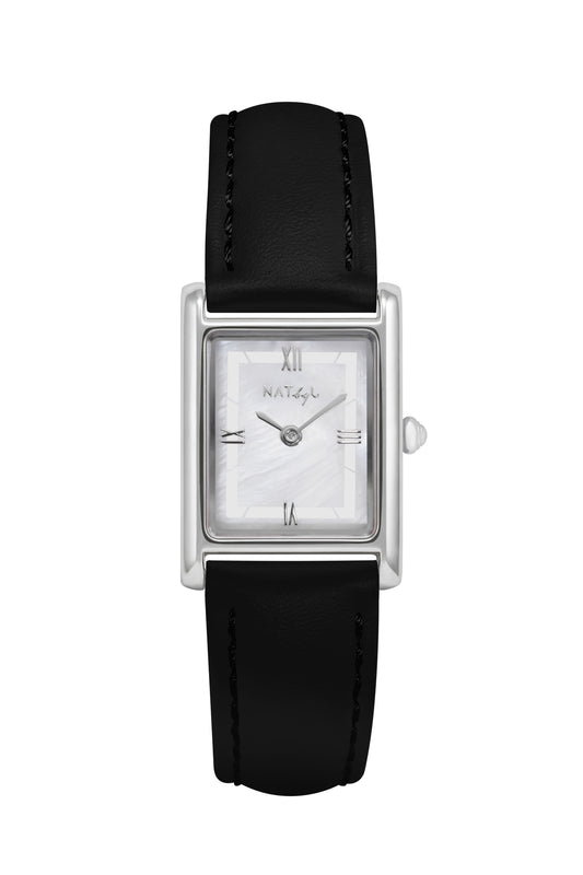Jackie 1110 Black Leather Watch | Stainless Steel