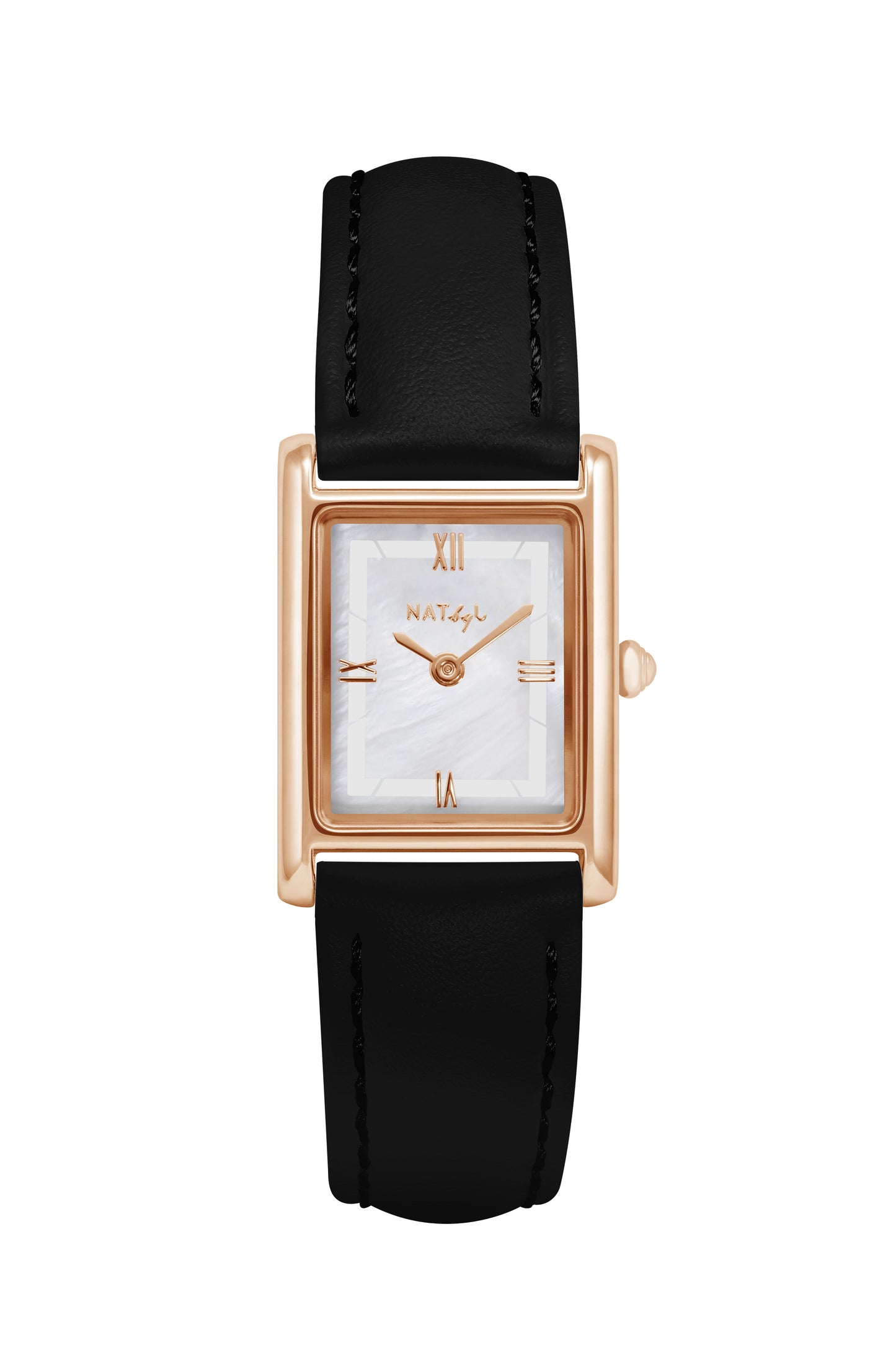 Jackie 1111 Black Leather Watch | Rose Gold Stainless Steel