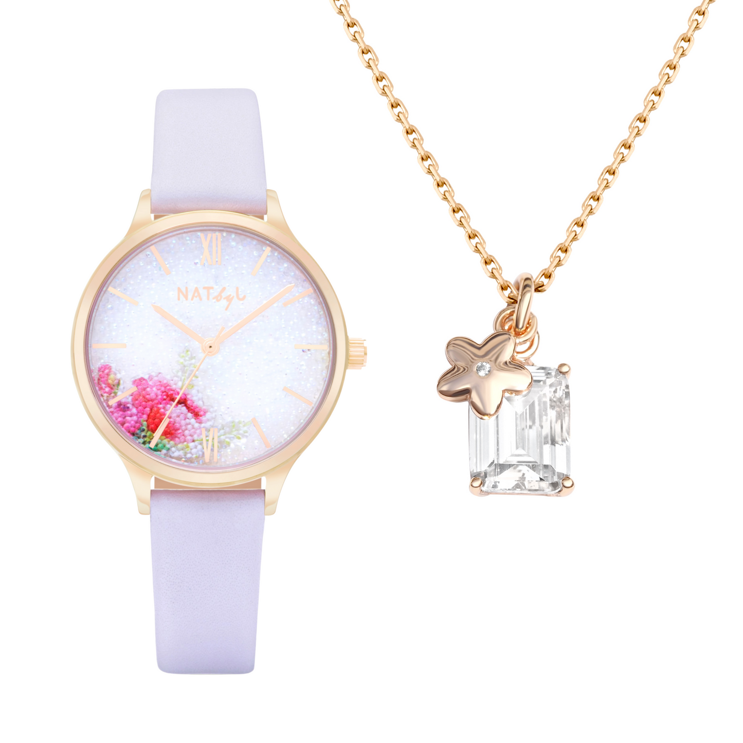 Dazzle Watch and Necklace Gift Set NAT0209N0208R
